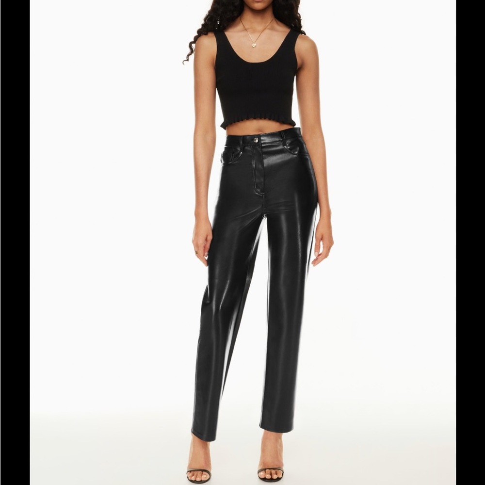 Aritzia Wilfred The Melina Ankle High Rise Pants Black Faux Leather